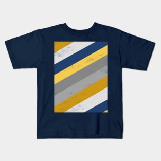 Navy, Mustard and Grey Stripes Kids T-Shirt